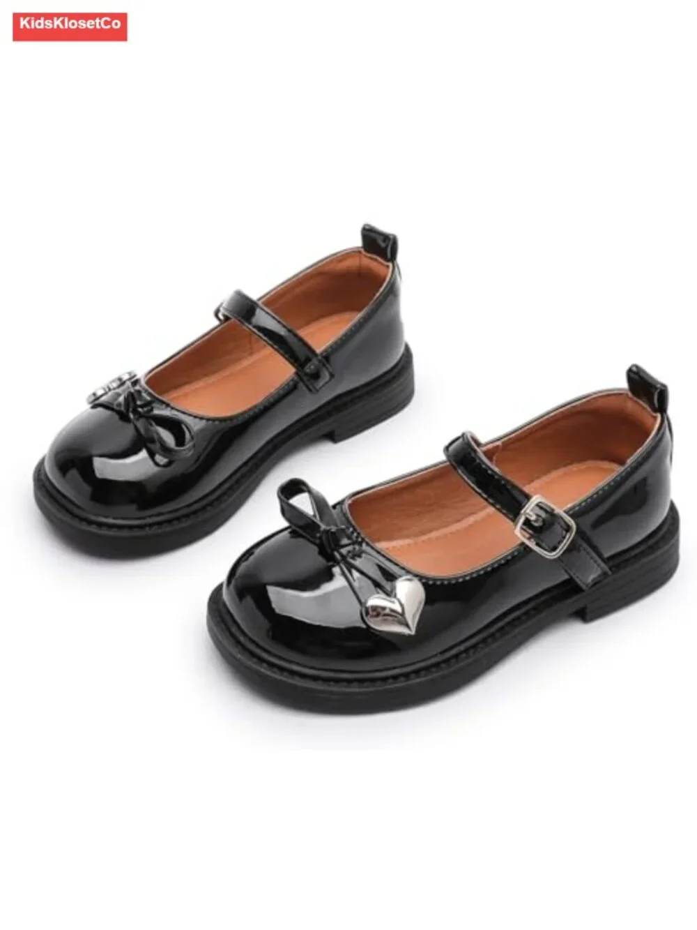Girls Mary Jane Flats Dress Shoes Patent Leather Hook & Loop Closure